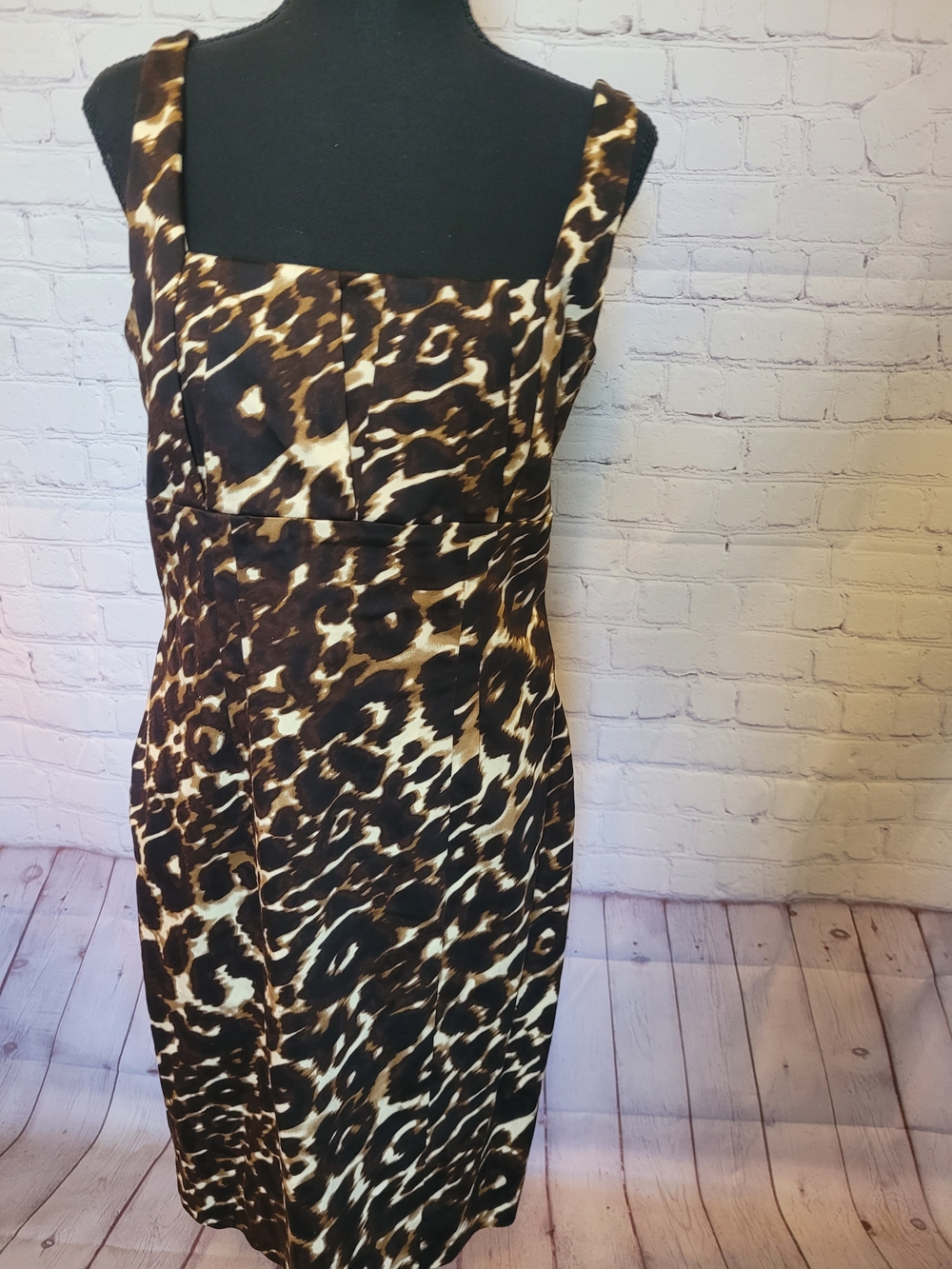 Calvin Klein Animal Print Sleeveless Shift Dress Size 8 Party